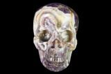 Realistic, Carved Chevron Amethyst Skull #150975-1